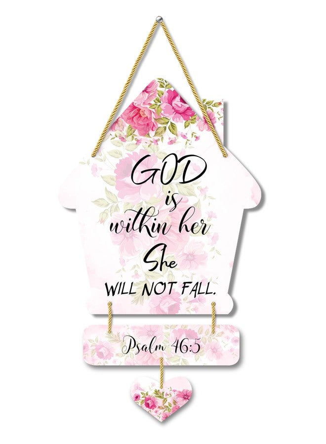AR Creative God Is Within Her - Bible Verse Wall Hanging For Home Decoration, Bible Quotes MDF Wooden Wall Art, Bible Verse, Home, Office Decor, Wall Wood Hanger (21 inch x 8 inch) - Image 1
